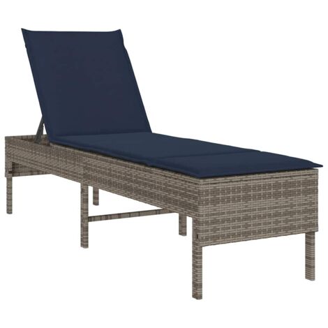 Sonnenliege mit Auflage Grau 55x200x44 cm Poly Rattan vidaXL (1/5)