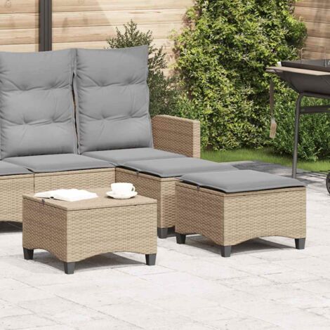 Gartenhocker mit Kissen 2 Stk. Beige 55x55x36 cm Poly Rattan vidaXL