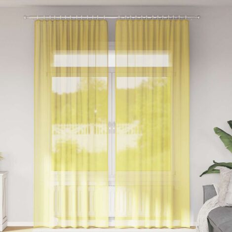 Voile Vorhänge mit Stangentaschen 2 Stk. Gelb vidaXL