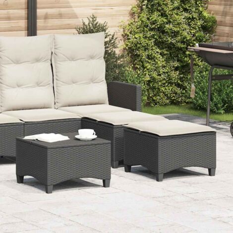 Gartenhocker mit Kissen 2 Stk. Schwarz 55x55x36 cm Poly Rattan vidaXL