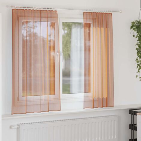 Voile Vorhänge mit Stangentaschen 2 Stk. Terrakotta vidaXL