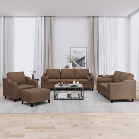 4-tlg. Sofagarnitur mit Kissen Braun Stoff vidaXL (1/5)