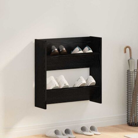 Wandschuhschrank mit Regal Schwarz Eichen-Optik 60 x 18 x 60 cm vidaXL