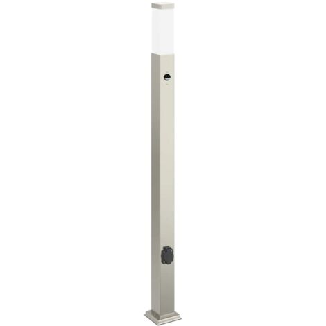 Pollerleuchte mit Sensor und Steckdose 110 cm Edelstahl IP44 vidaXL