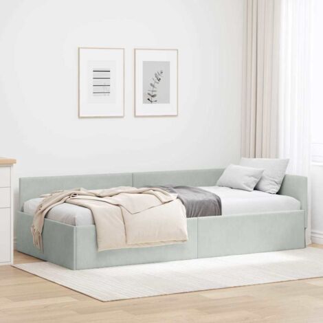 Eckbettgestell Blau 90 x 200 cm Samt