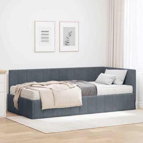 Eckbettgestell Dunkelgrün 90 x 190 cm Stoff