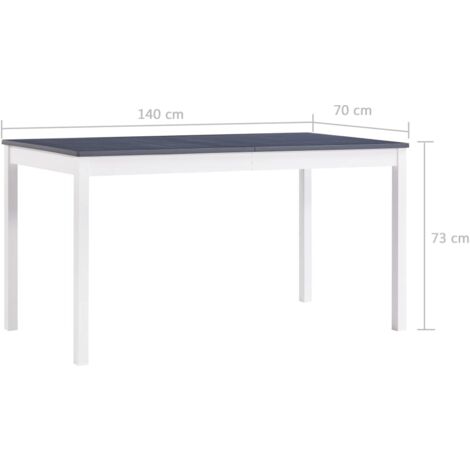 Esstisch Weiß und Grau 140 x 70 x 73 cm Kiefernholz vidaXL