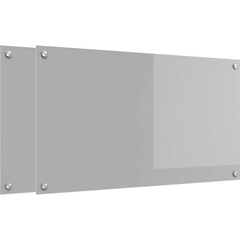Küchenrückwand 2 pcs Hellgrau 90 x 50 cm Gehärtetes Glas vidaXL