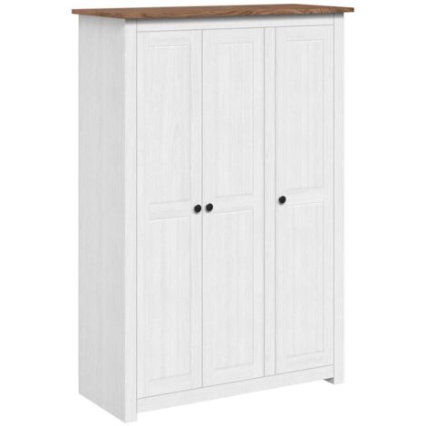 Kleiderschrank 3-Türig Weiß 118×50×171,5 cm Kiefer Panama Serie vidaXL