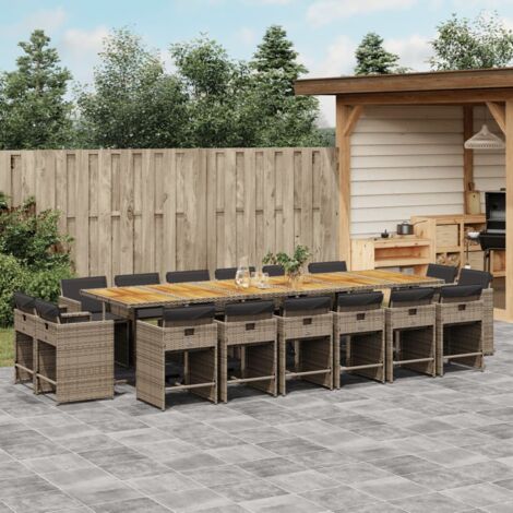 17-tlg. Garten-Essgruppe mit Kissen Grau Poly Rattan vidaXL (1/5)