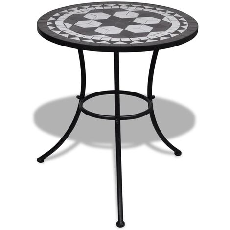 vidaXL Bistro Table Black and White 60 cm Mosaic