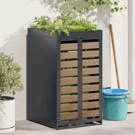 Mülltonnenlager mit Pflanzerdach für 240L Tonne Stahl Anthrazit vidaXL (1/5)