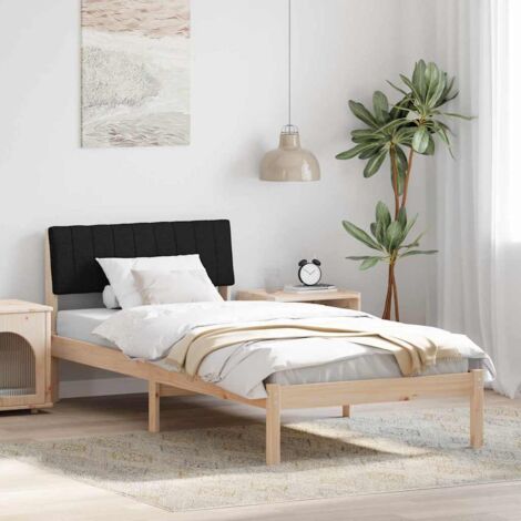 Bettgestell Braun und Schwarz 90 x 190 cm Massivholz Kiefer vidaXL (1/5)