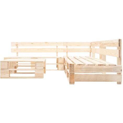 4 Tlg Garten Paletten Sofagarnitur Holz Natur