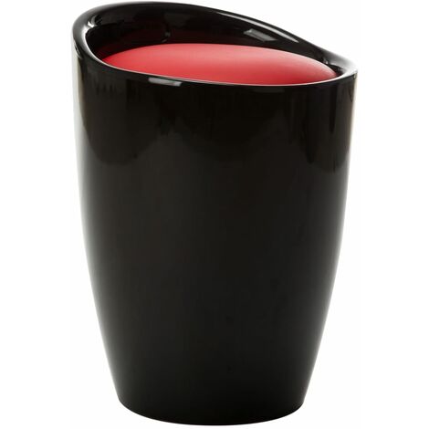 Hocker mit Stauraum Kunstleder Schwarz Rot