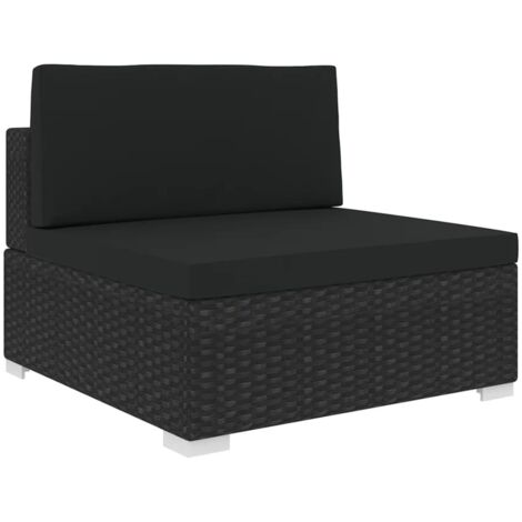 Modular-Sofa-Mittelteil 1 Stk. + Auflagen Poly Rattan Schwarz vidaXL