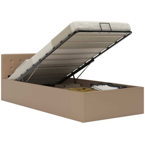 vidaXL Stauraumbett Hydraulisch Cappuccino-Braun Kunstleder 90x200cm – Braun
