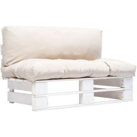 Outdoor-Sofa Paletten mit Kissen in Sandfarben Kiefernholz vidaXL