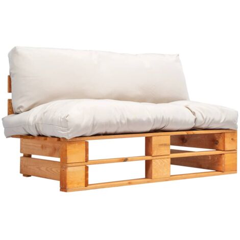 Outdoor-Sofa Paletten mit Kissen in Sandfarben Kiefernholz vidaXL