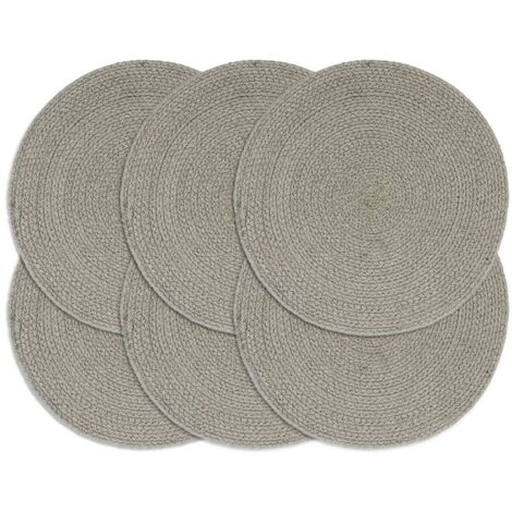 Tischsets 6 Stk. Grau 38 cm Rund Baumwolle vidaXL
