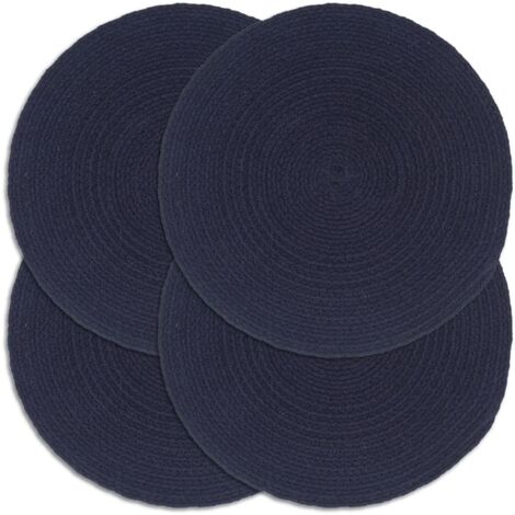 Tischsets 4 Stk. Marineblau 38 cm Rund Baumwolle vidaXL