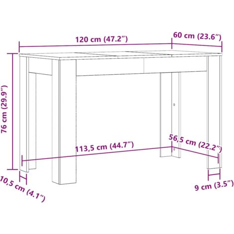 Esstisch Weiß 120x60x76 cm Holzwerkstoff vidaXL