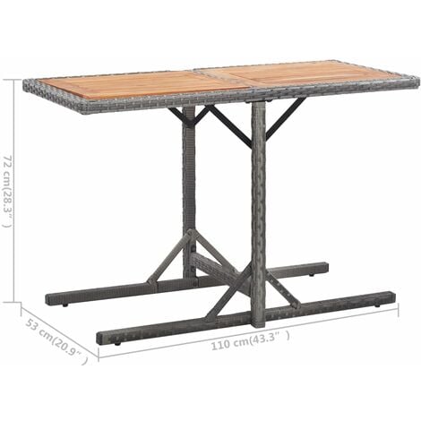 Gartentisch Anthrazit Poly Rattan und Massivholz Akazie vidaXL