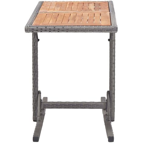 Gartentisch Anthrazit Poly Rattan und Massivholz Akazie vidaXL