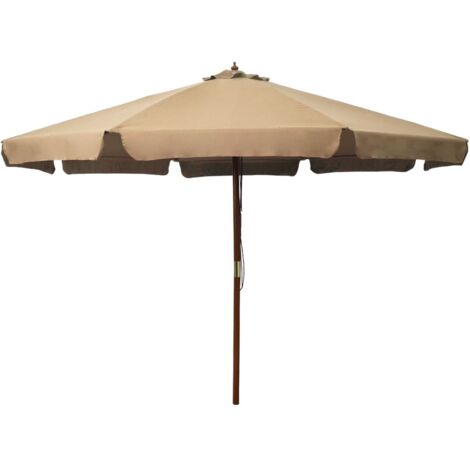 Sonnenschirm mit Holzmast 330 cm Taupe vidaXL