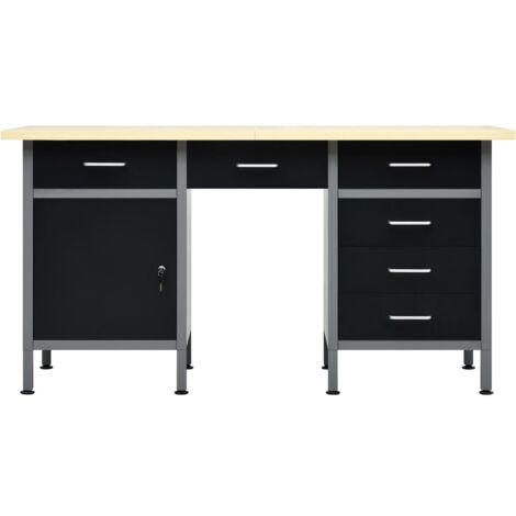 Arbeitstisch Schwarz 160 x 60 x 85 cm Stahl vidaXL