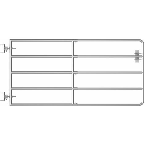vidaXL 5 Bar Field Gate Steel (95-170)x90 cm Silver