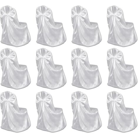 Stuhlhussen für Hochzeit Bankett 12 Stk. Weiß vidaXL