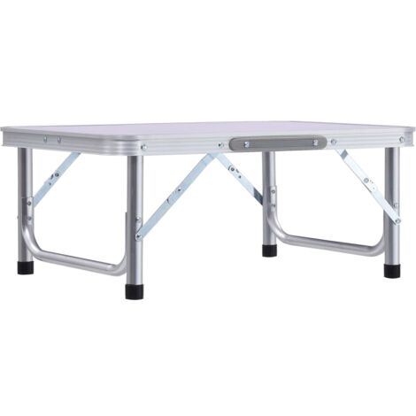 Klappbarer Campingtisch Weiß Aluminium 60x45 cm vidaXL