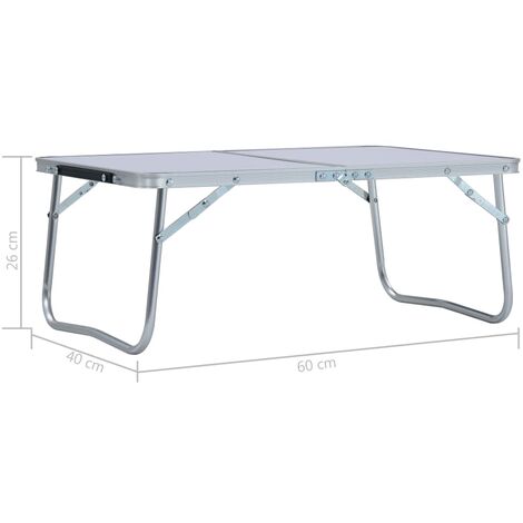 Klappbarer Campingtisch Weiß Aluminium 60 x 40 cm vidaXL