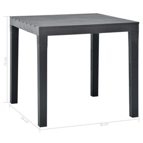 Gartentisch Anthrazit 78x78x72 cm Kunststoff vidaXL