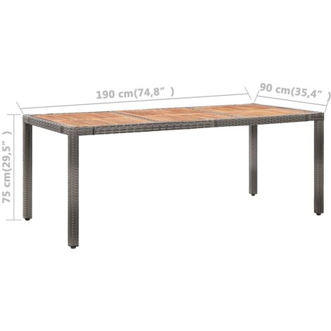 9-tlg. Garten-Essgruppe mit Auflagen Poly Rattan Grau vidaXL