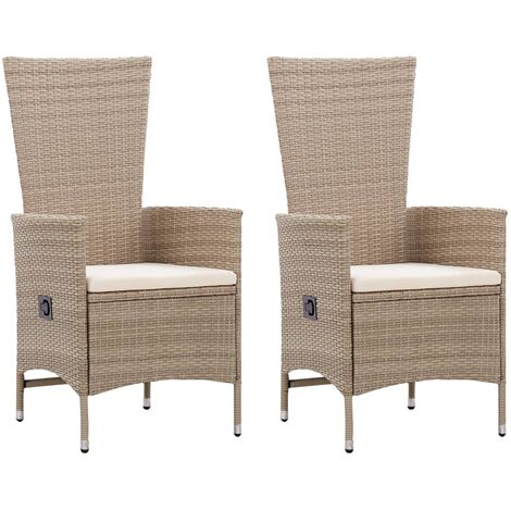 vidaXL Gartenstühle 2 Stk. mit Auflagen Poly Rattan Beige