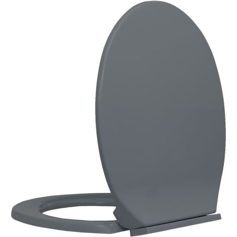 Toilettensitz mit Absenkautomatik Grau Oval vidaXL