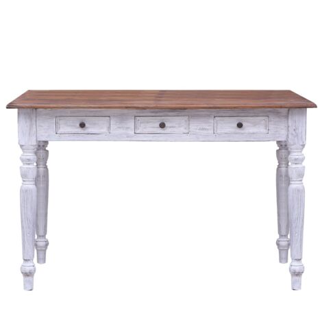 Schreibtisch mit Schubladen Weiß 117x57x75 cm Altholz Massiv vidaXL