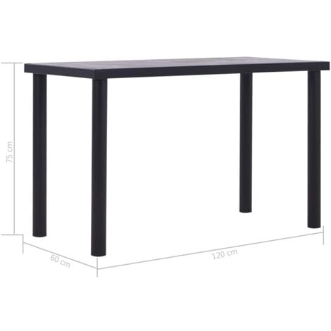 Esstisch Schwarz und Betongrau 120 x 60 x 75 cm MDF vidaXL