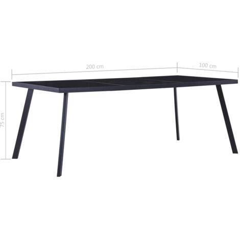 Esstisch Schwarz 200 x 100 x 75 cm Hartglas vidaXL