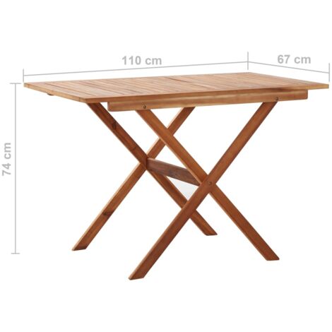 Gartentisch 110x67x74 cm Massivholz Akazie vidaXL