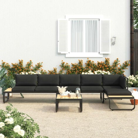 4-tlg. Garten-Ecksofa-Set mit Auflagen Aluminium und WPC vidaXL