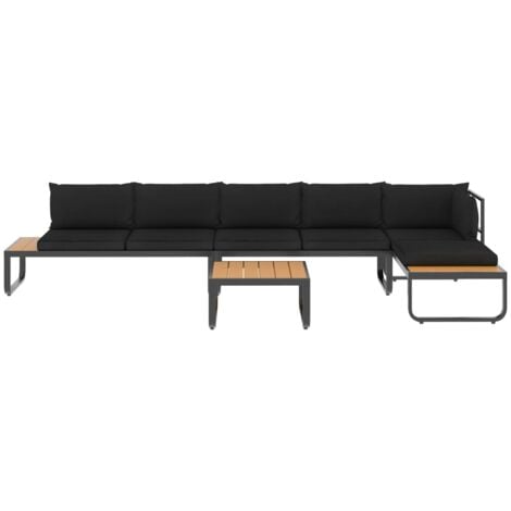 4-tlg. Garten-Ecksofa-Set mit Auflagen Aluminium und WPC vidaXL