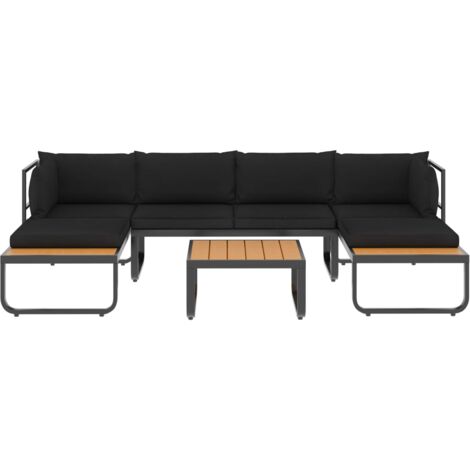 4-tlg. Garten-Ecksofa-Set mit Auflagen Aluminium und WPC vidaXL