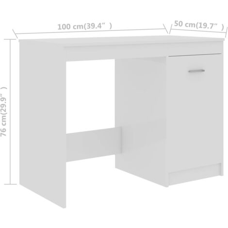 vidaXL Desk High Gloss White 100x50x76 cm Engineered Wood