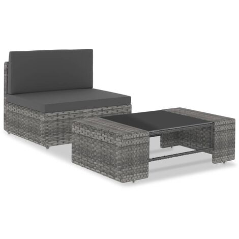 2-tlg. Garten-Lounge-Set Poly Rattan Grau vidaXL (1/5)
