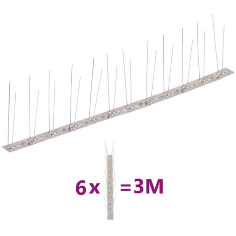 6-tlg. Taubenabwehr Spikes-Set Edelstahl 3 m 2-reihig vidaXL