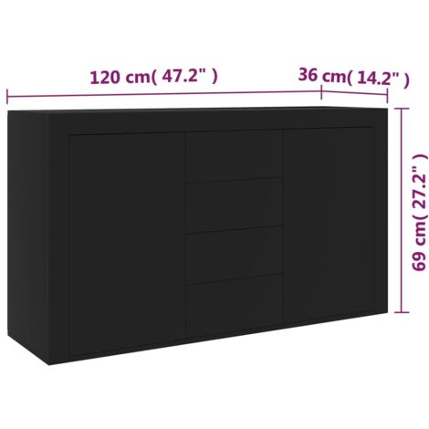 Sideboard Schwarz 120x36x69 cm Holzwerkstoff vidaXL