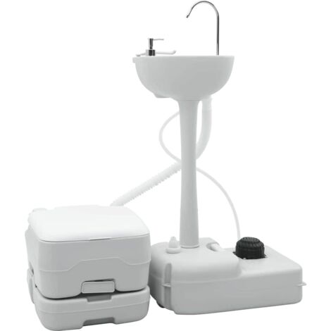 Camping Toiletten-Set 2 pcs Grau und Weiß vidaXL (1/5)
